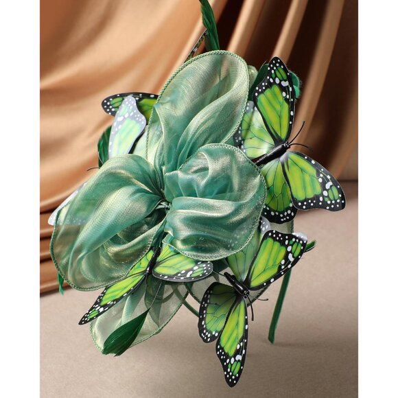 Organza Fascinator Hat Butterfly Hairpin Vintage Tea Party Race Headwear - Picture 4 of 6